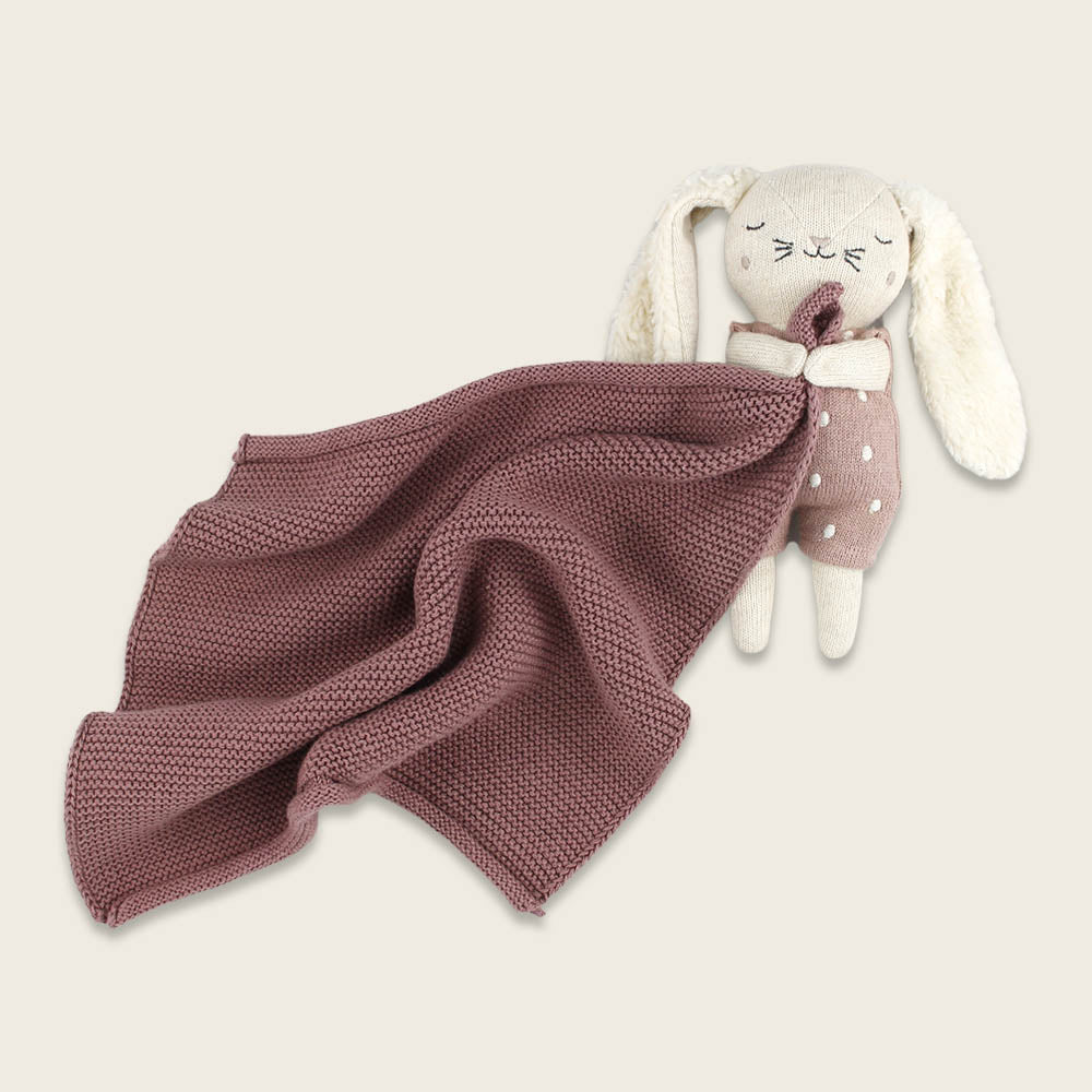 ava&yves Kuscheltuch mit großem Hasen, altrosa - Schnuffeltuch für Babys