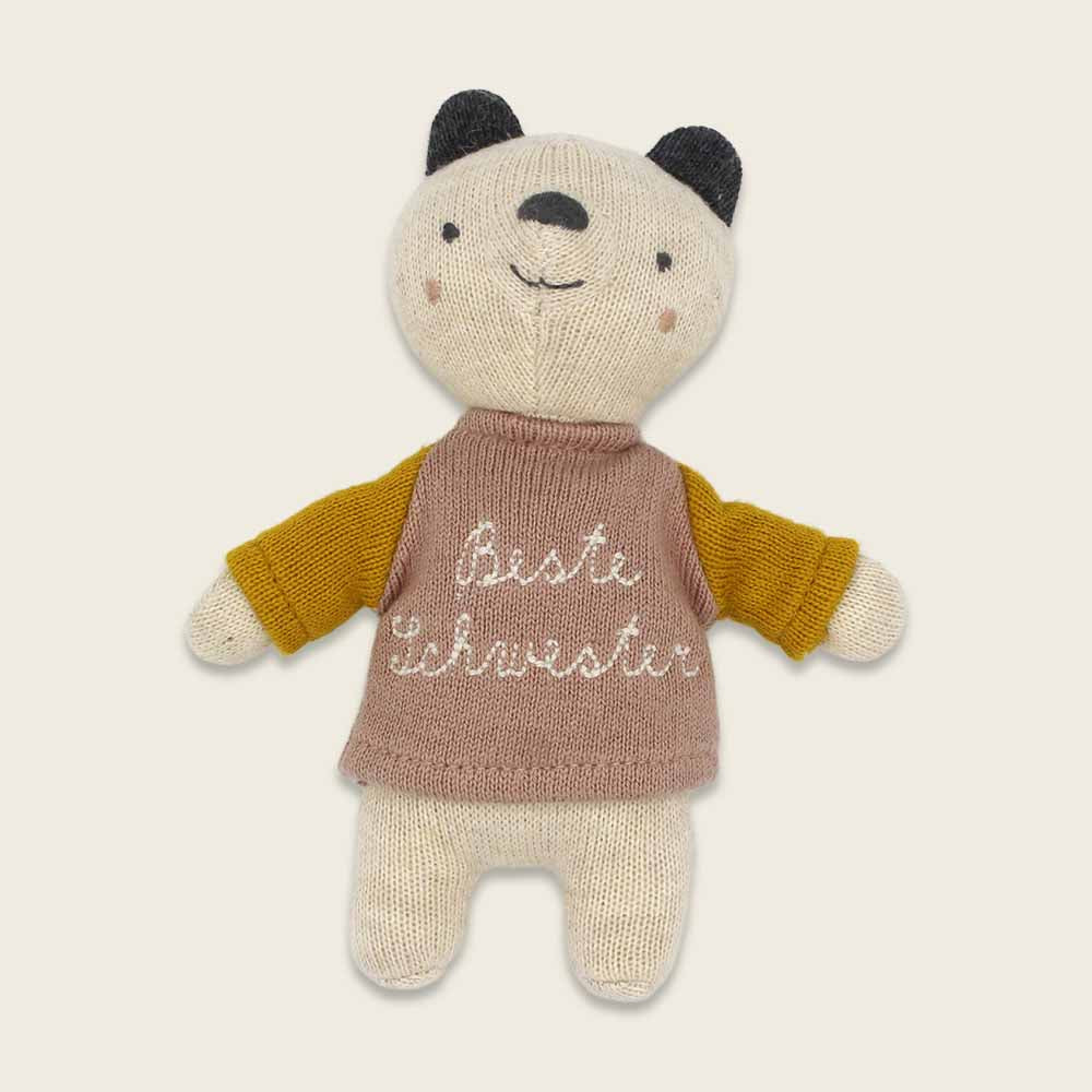 ava&yves Kuscheltier Bär „Beste Schwester“ mit Shirt in rosa/gelb, Geschenk für Mädchen