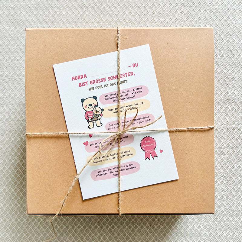 moments Geschenkbox zur Geburt für Geschwisterkind – Große Schwester Box