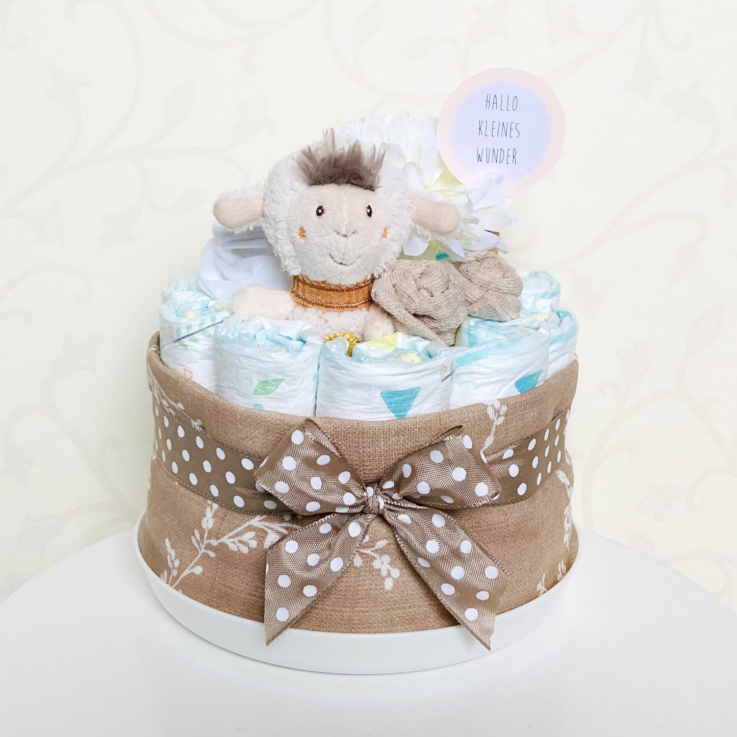 moments Mini Windeltorte zur Geburt Boho Schäfchen