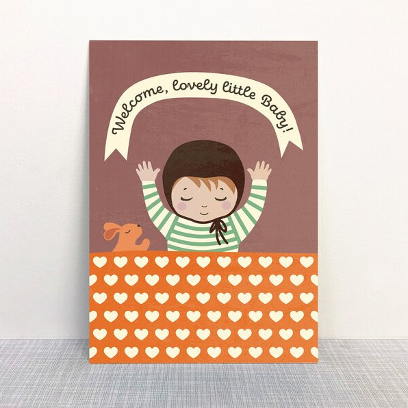 Monimari Postkarte Welcome little Baby Rot