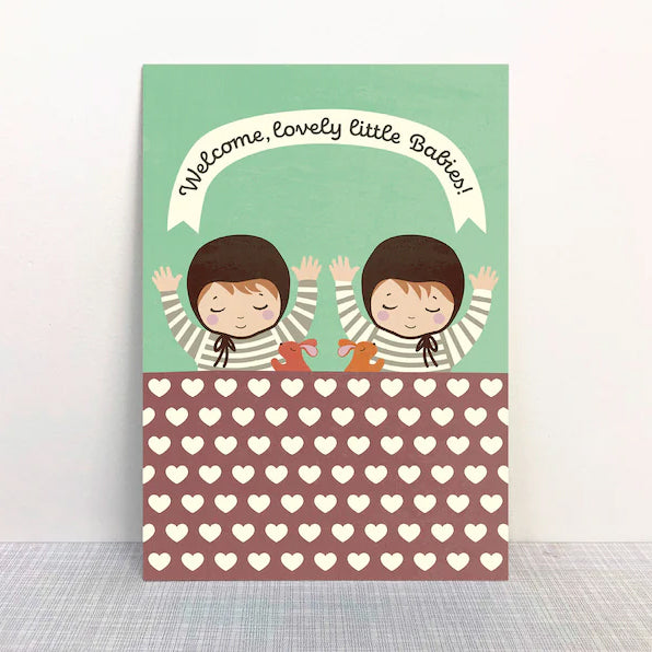 Monimari Postkarte Welcome little Babies, Zwillinge