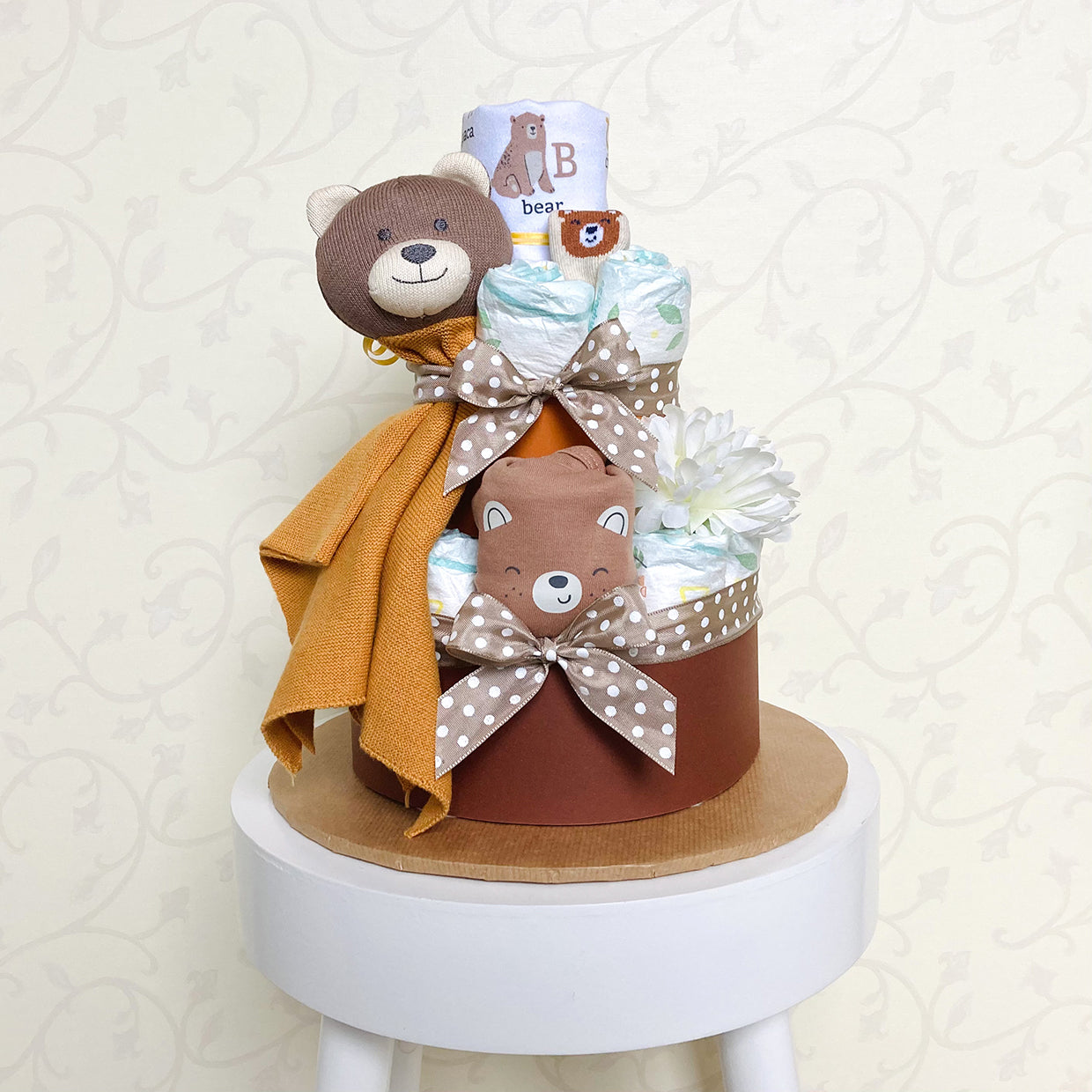Windeltorte Bärchen neutral gelb braun zur Geburt