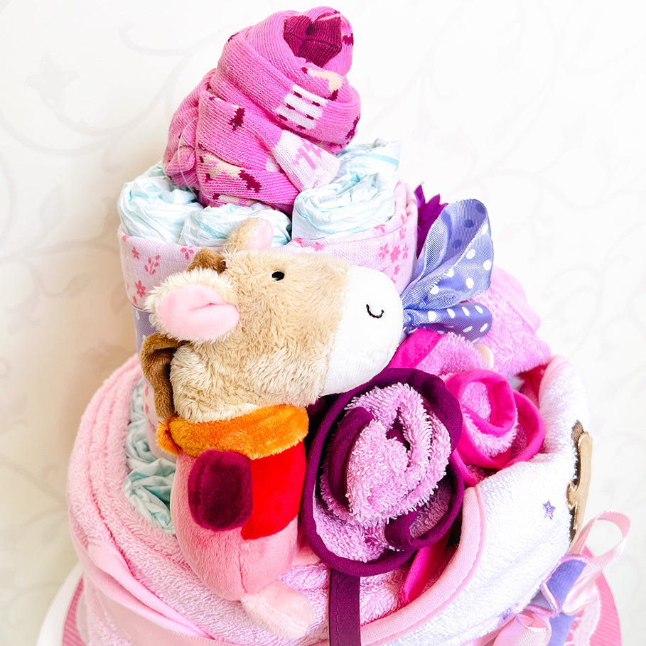 moments Windeltorte Pferdchen in Rosa – Geschenk zur Geburt