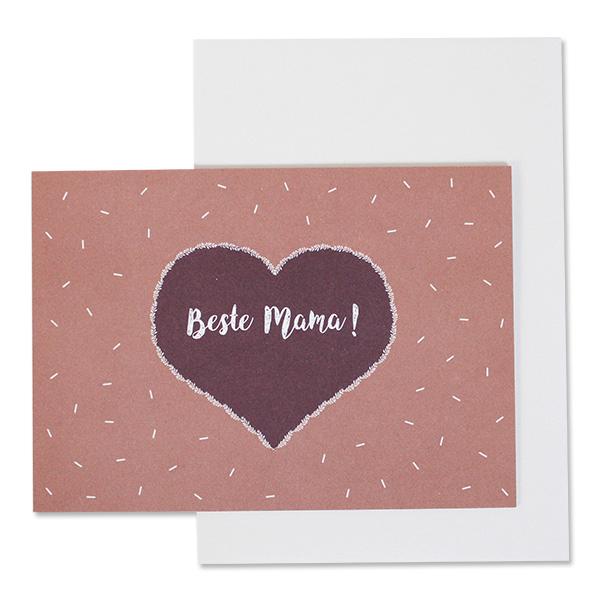 ava&yves Klappkarte Bester Mama - Herz mit weißem Konfetti, rosa