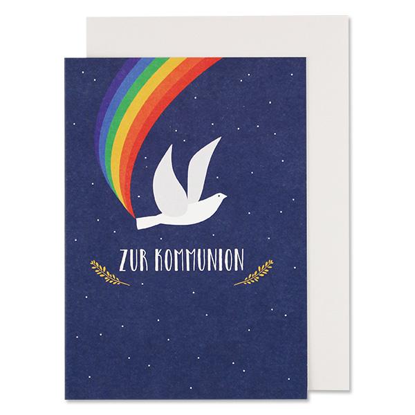 ava&yves Klappkarte zur Kommunion Taube, blau
