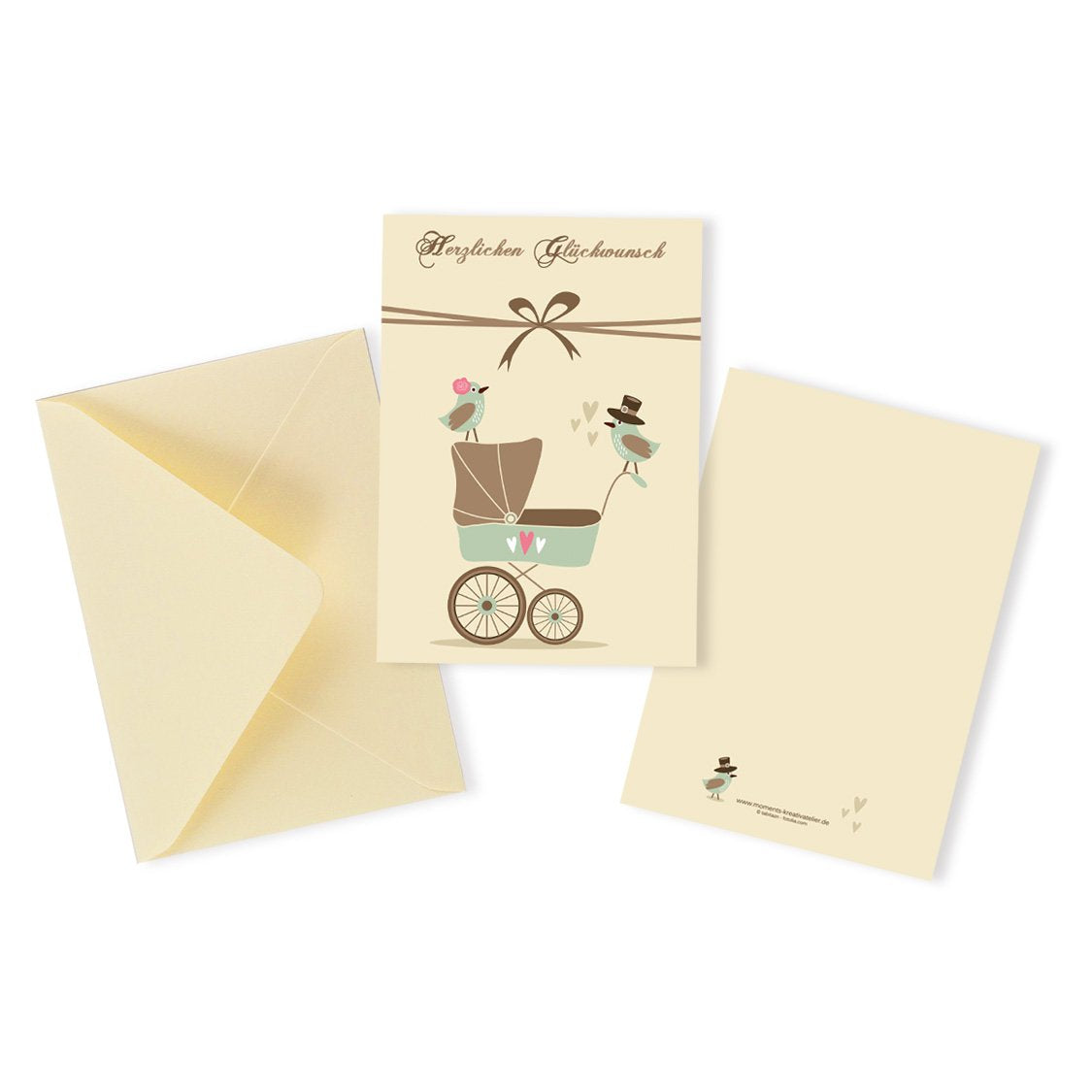 Glückwunsch Klappkarte zur Geburt beige mint