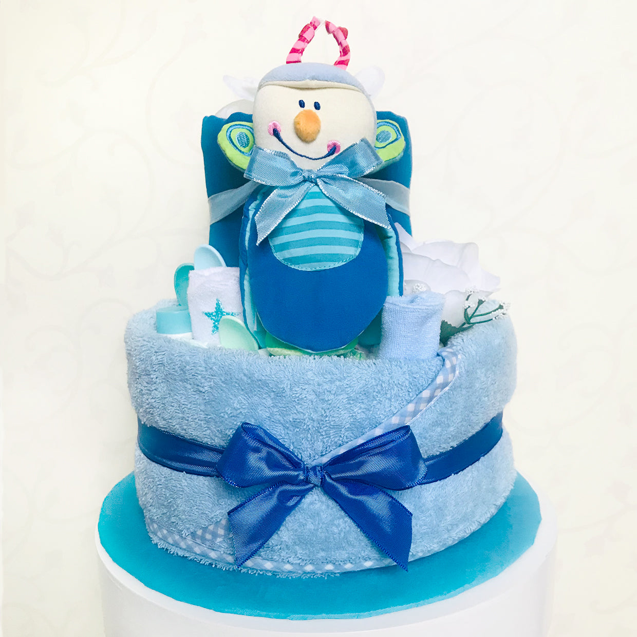 moments Windeltorte Käfer Anton in Blau – Geschenk zur Geburt