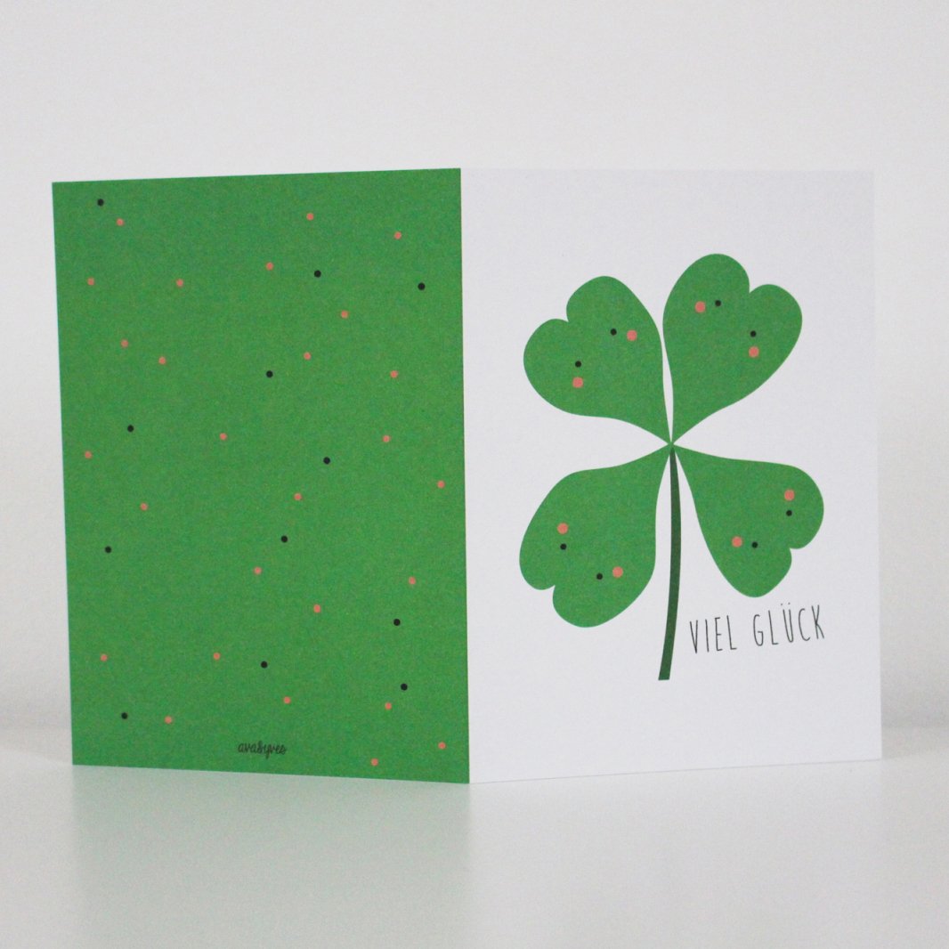 ava&yves Klappkarte Viel Glück, Kleeblatt