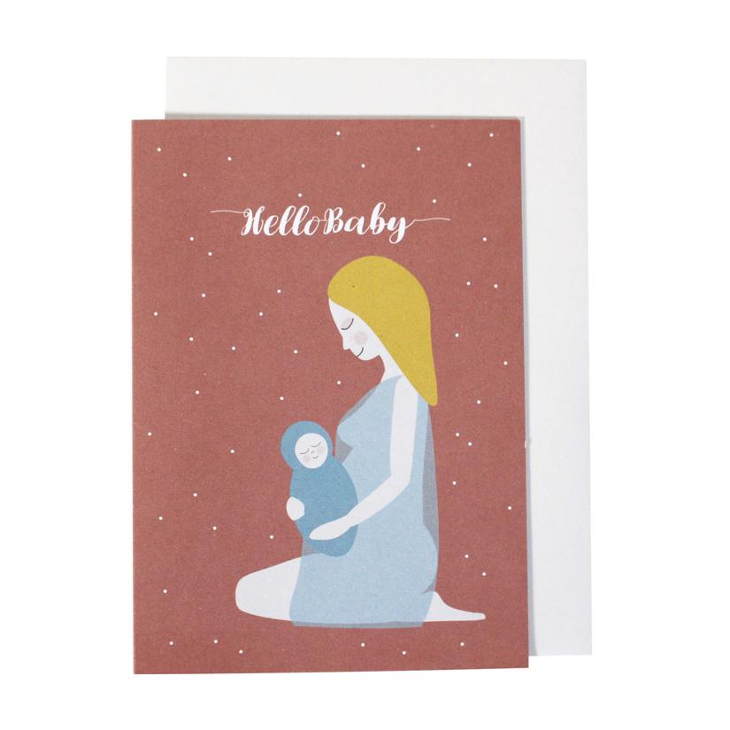 ava&yves Klappkarte zur Geburt Mutter und Baby - Hello Baby