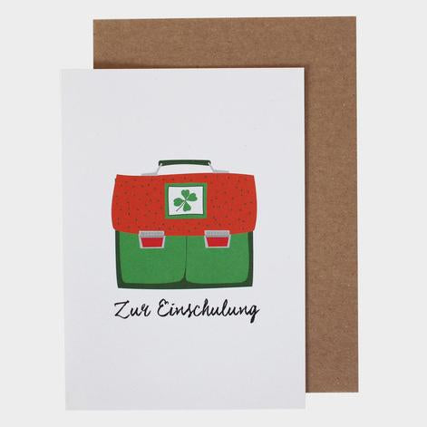 ava&yves Klappkarte zur Einschulung Ranzen, orange/grün