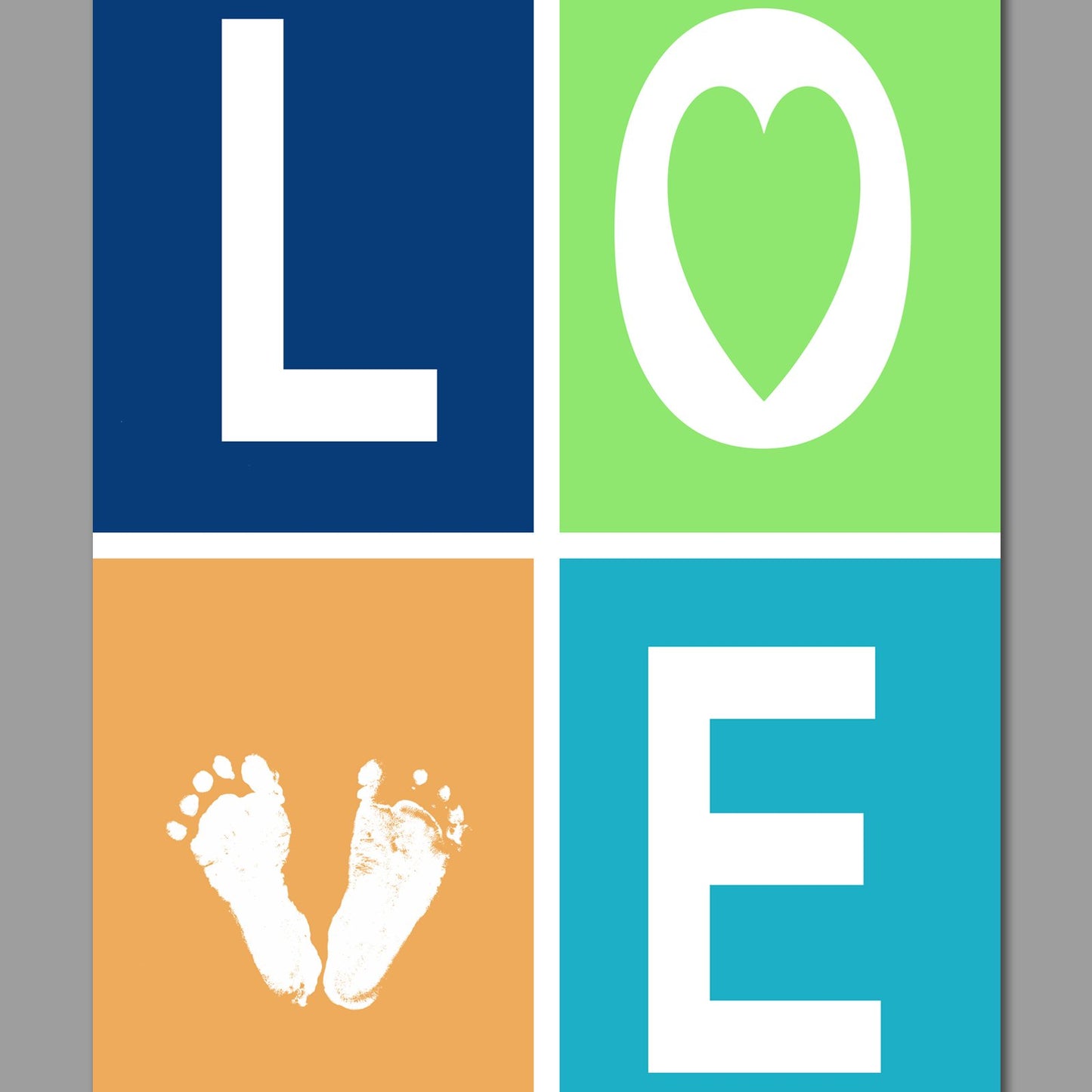 Personalisiertes Fußabdruckbild Newborn (0-3 Mon) - PDF-Datei zum SELBST DRUCKEN bis DIN A3 blau