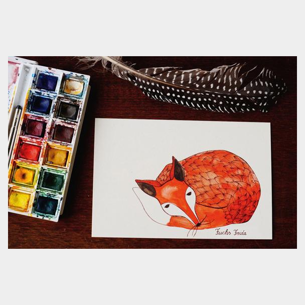 Frau Ottilie Postkarte Fuchs