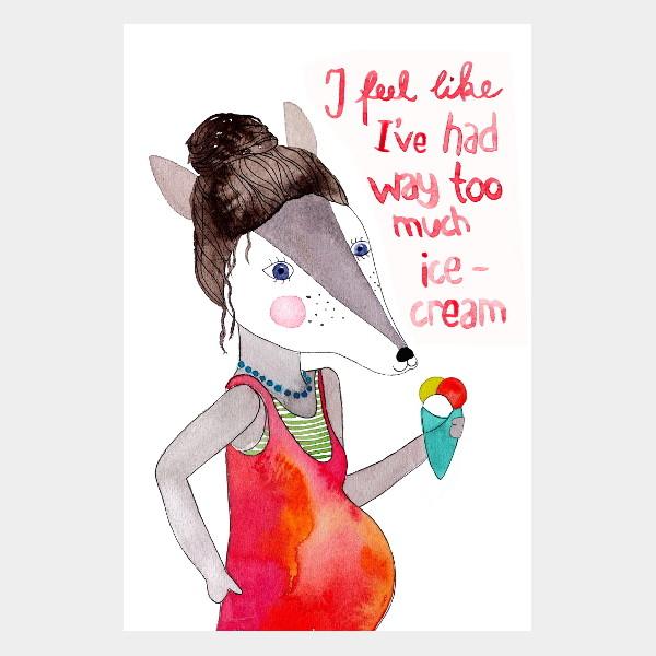 Frau Ottilie Postkarte Füchsin mit Eis