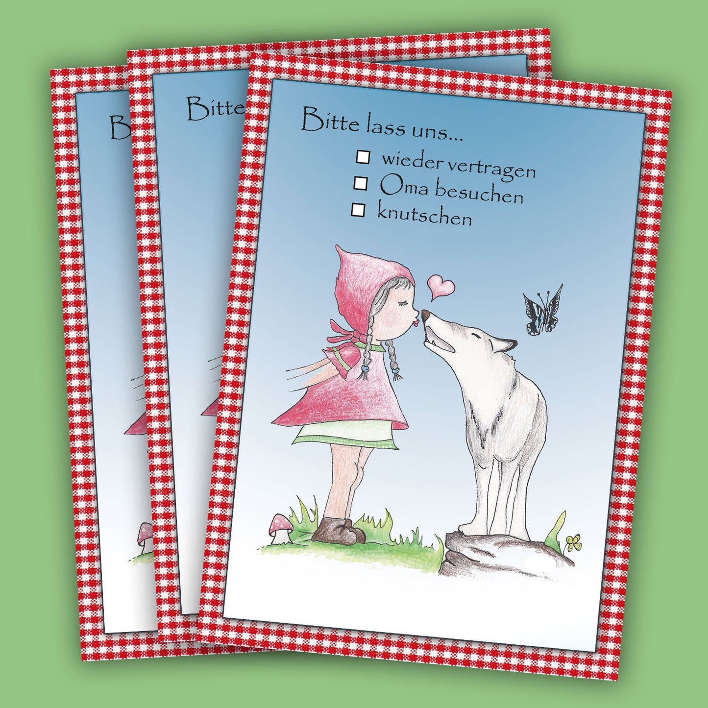 Postkarte "Rotkäppchen & der Wolf"