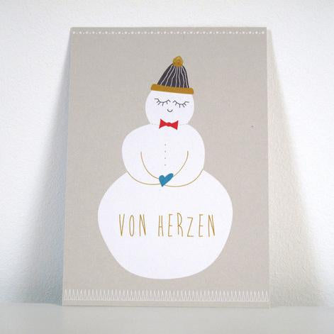 ava&yves Postkarte Schneemann Von Herzen