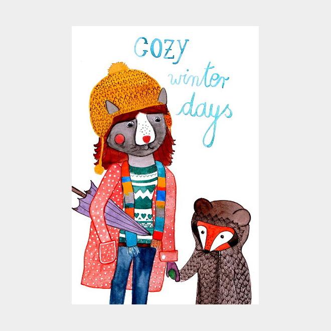 Frau Ottilie Postkarte Cozy Winter Days