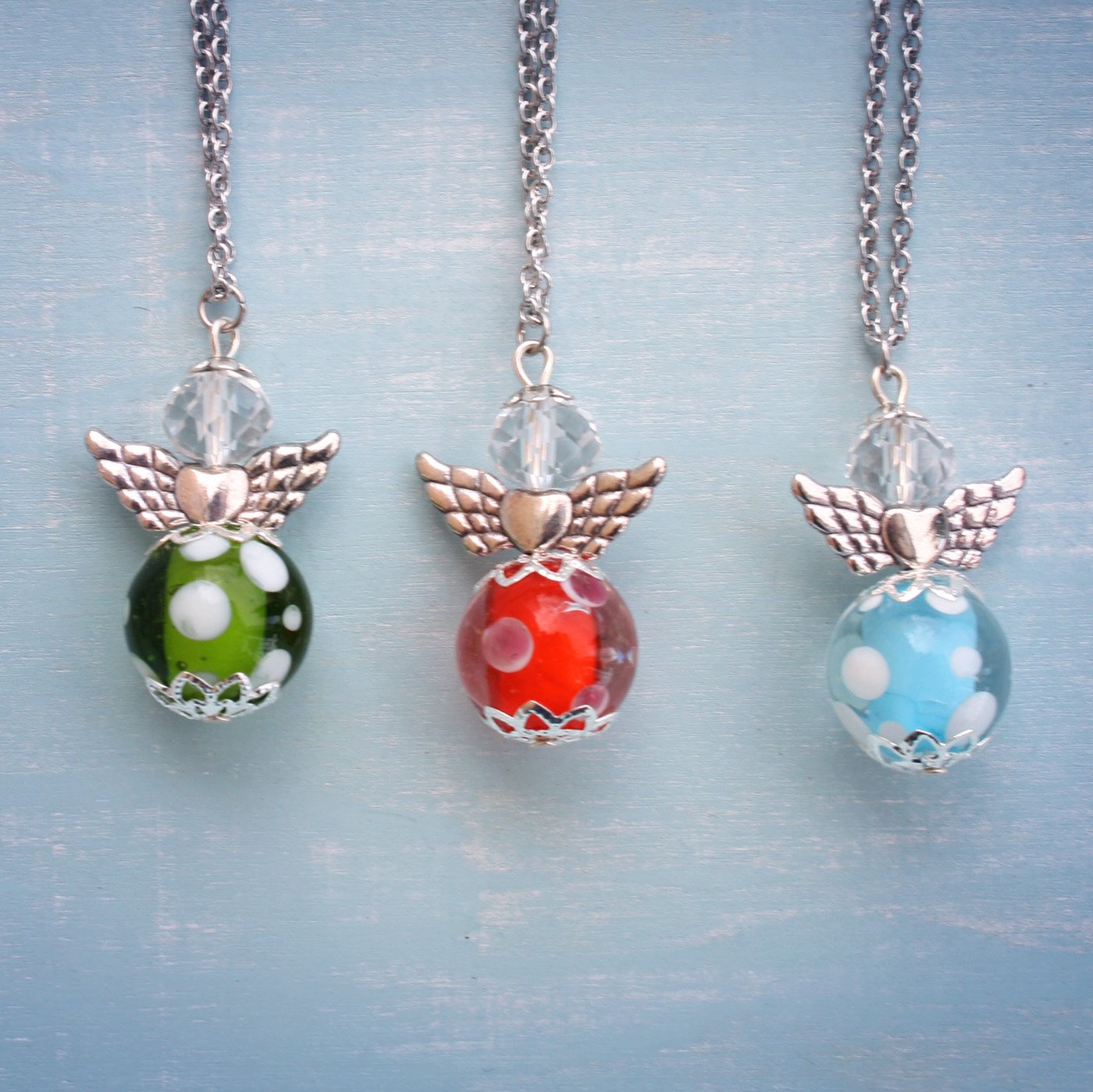 Schutzengel Kette Polkadot Glasperle