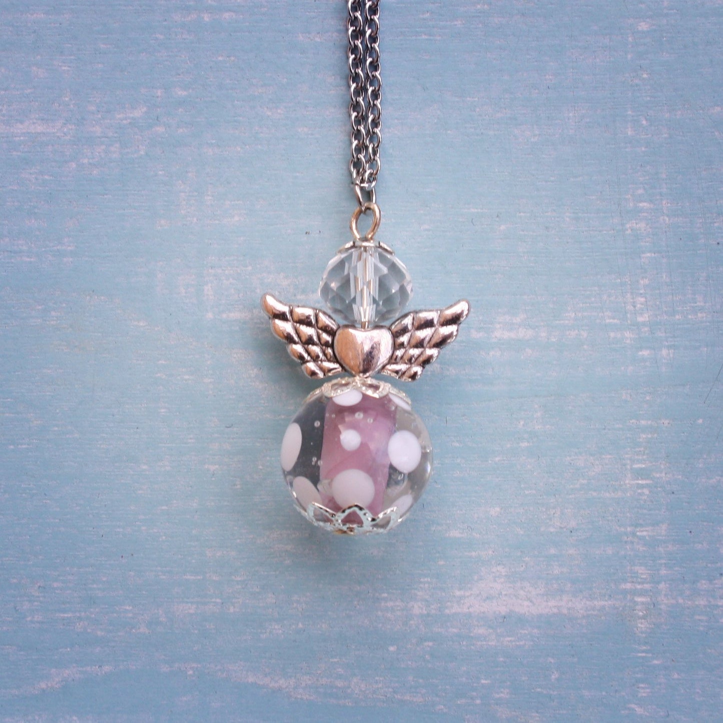 Schutzengel Kette Polkadot Glasperle