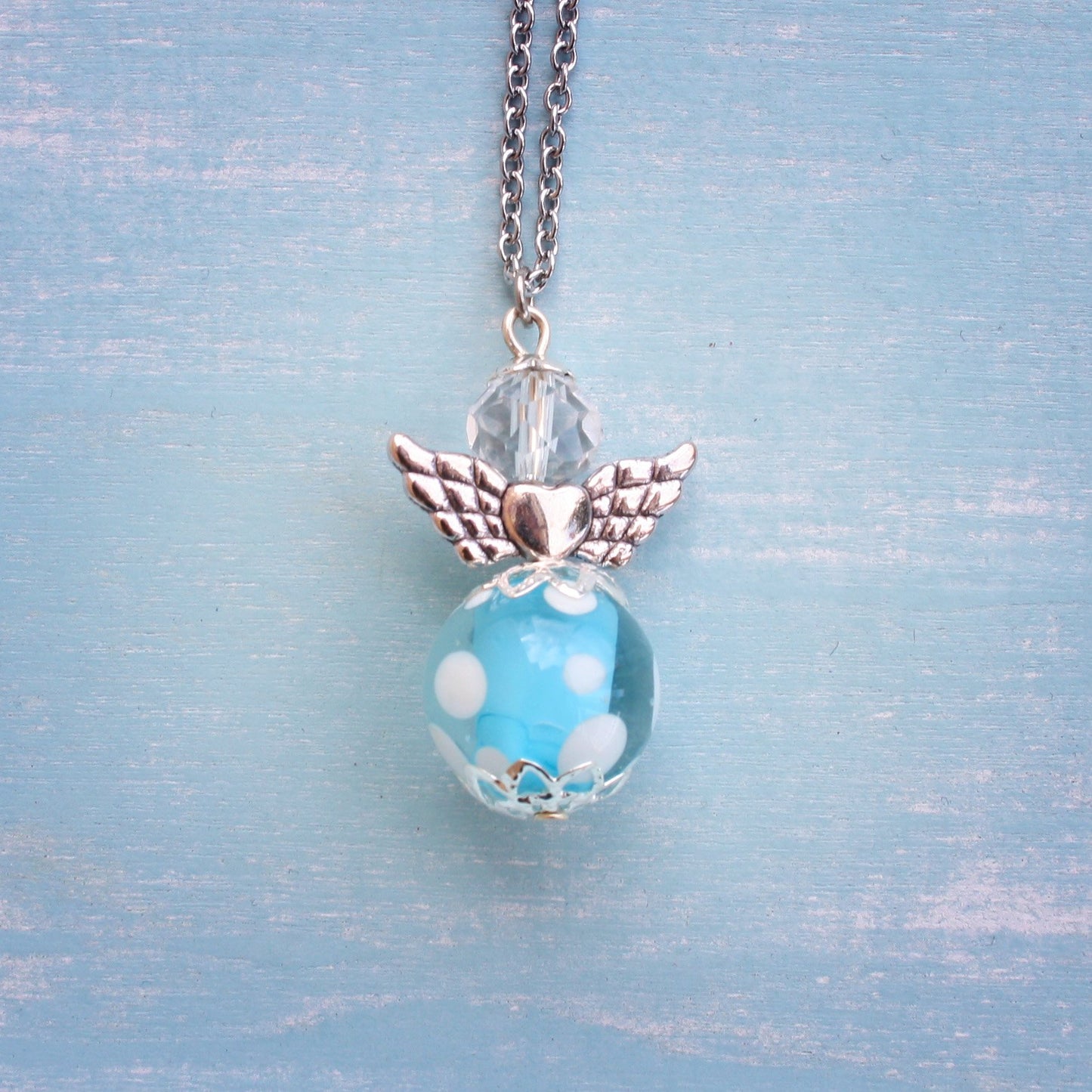 Schutzengel Kette Polkadot Glasperle