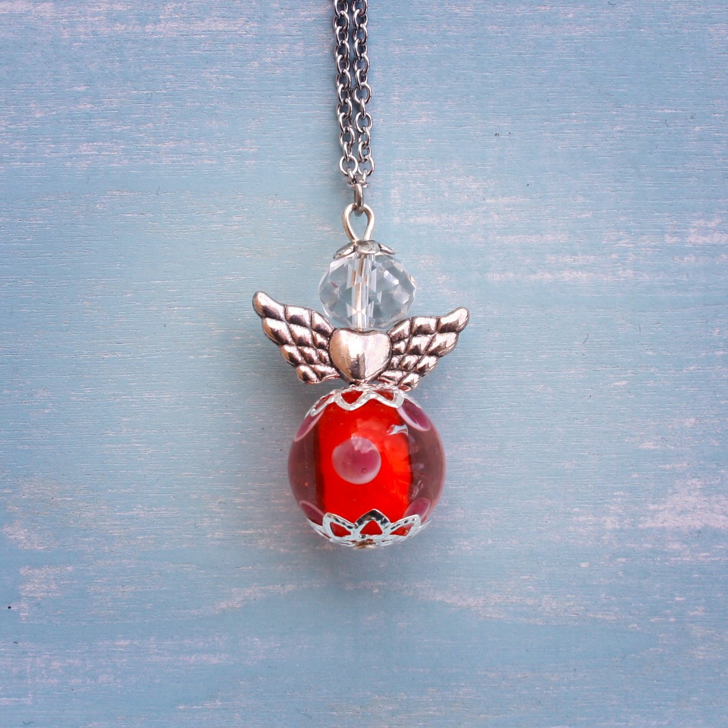 Schutzengel Kette Polkadot Glasperle