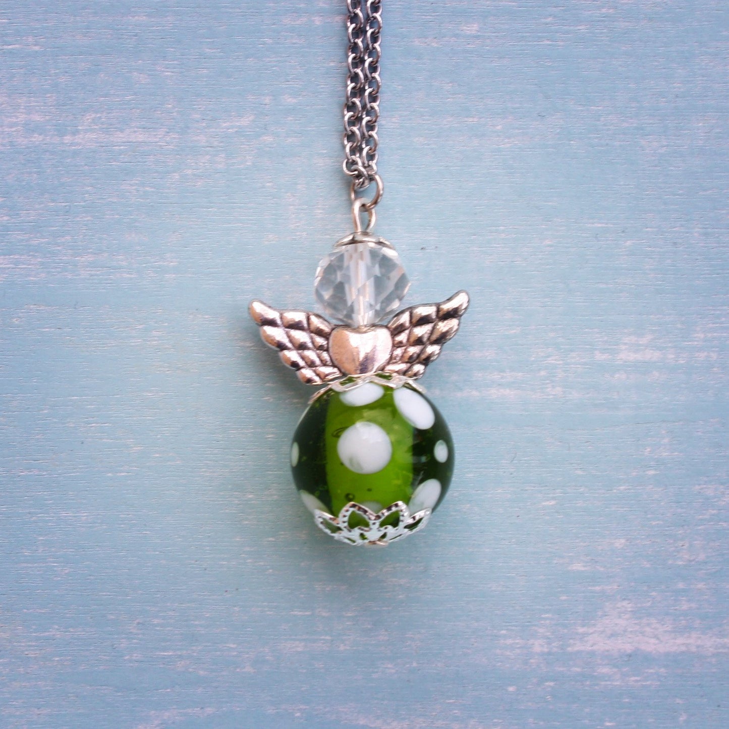 Schutzengel Kette Polkadot Glasperle