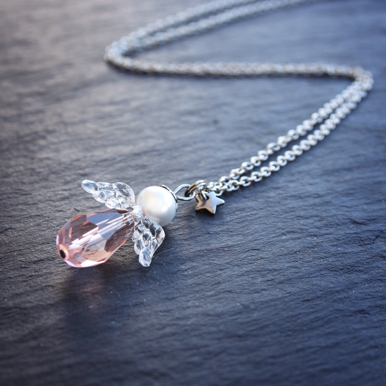 Schutzengel Kette Edelstahl Rosé