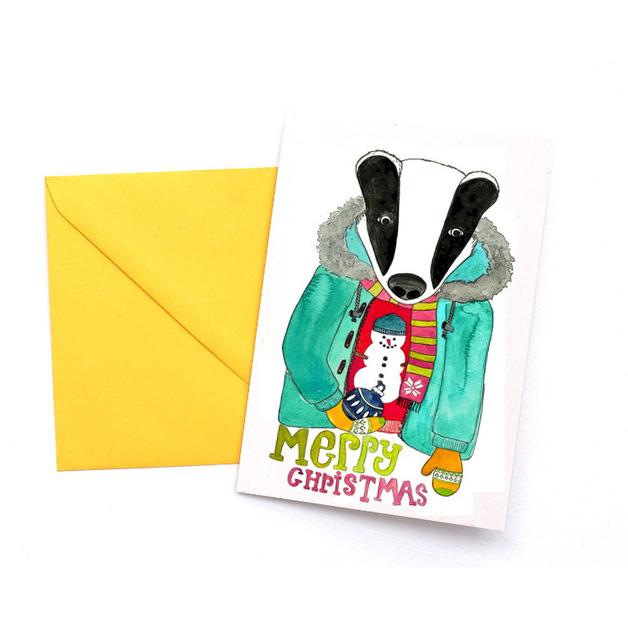 Frau Ottilie Weihnachtskarte Dachs