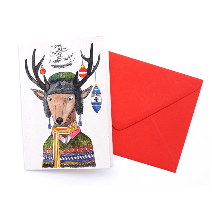 Frau Ottilie Weihnachtskarte Hirsch