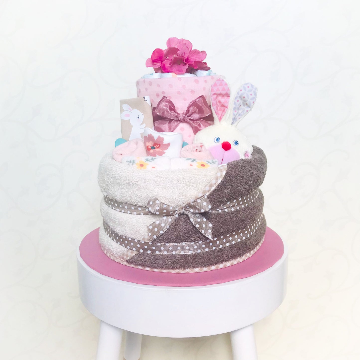 moments Windeltorte Häschen rosa beige zur Geburt