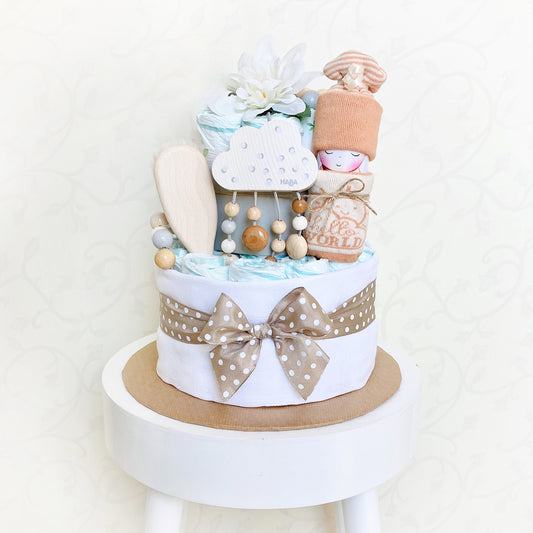 moments Windeltorte Hello World mit Windelbaby neutral beige zur Geburt