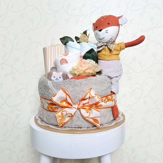 moments Windeltorte Fuchs orange beige zur Geburt – Originelles Geschenk zur Geburt, Taufe & Babyparty