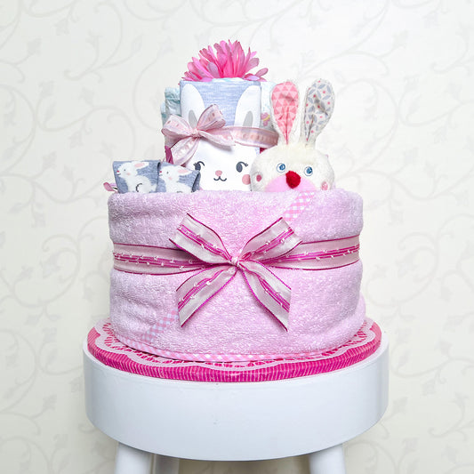 moments Windeltorte Hase in Rosa – Geschenk zur Geburt