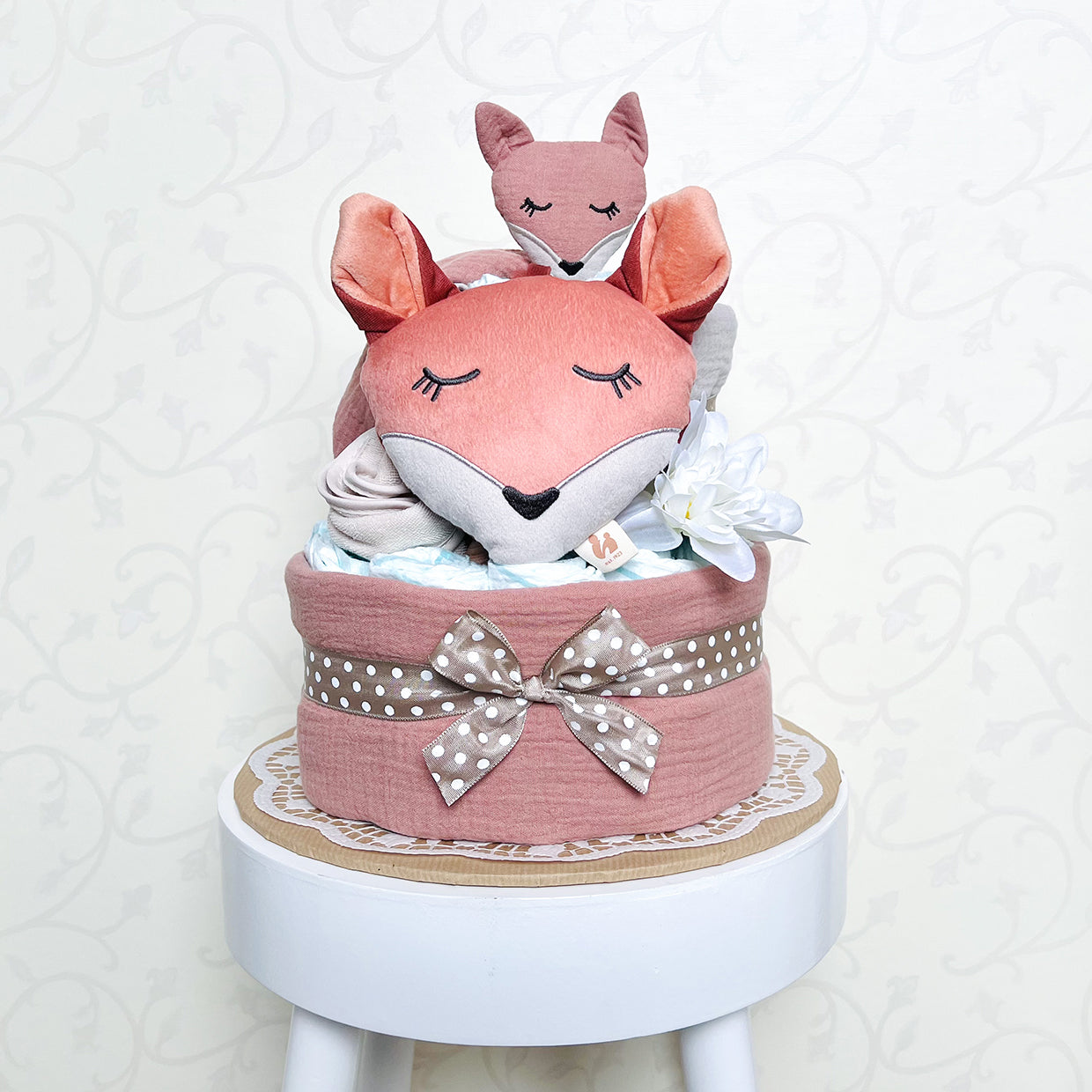 moments Windeltorte Fuchs – Zauberhaftes Geschenk zur Geburt in neutralen Farben