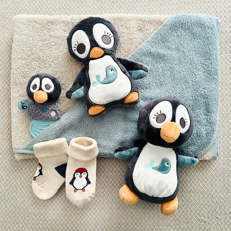 moments Windeltorte Pinguin blau beige – Originelles Geschenk zur Geburt, Taufe & Babyparty