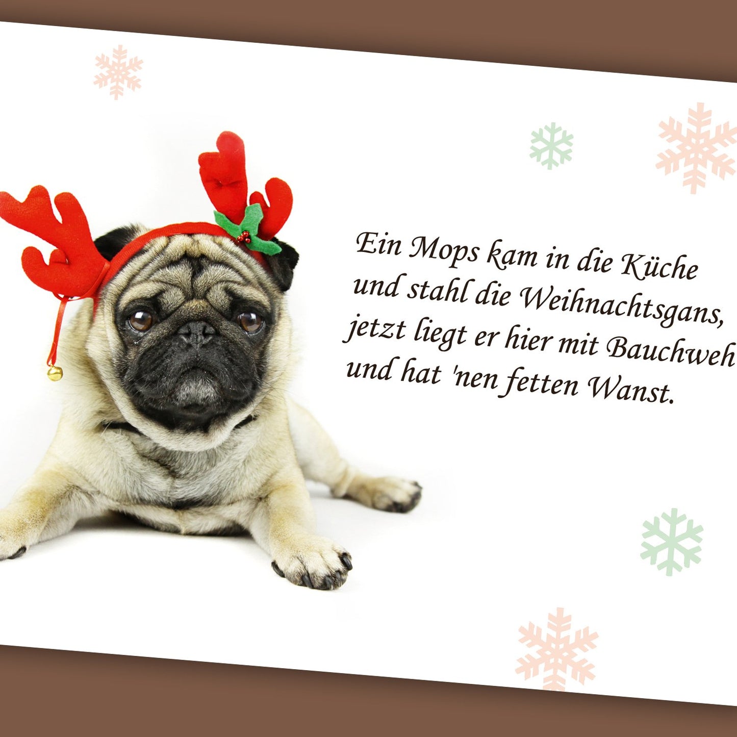 3 Postkarten „Weihnachtsmops“