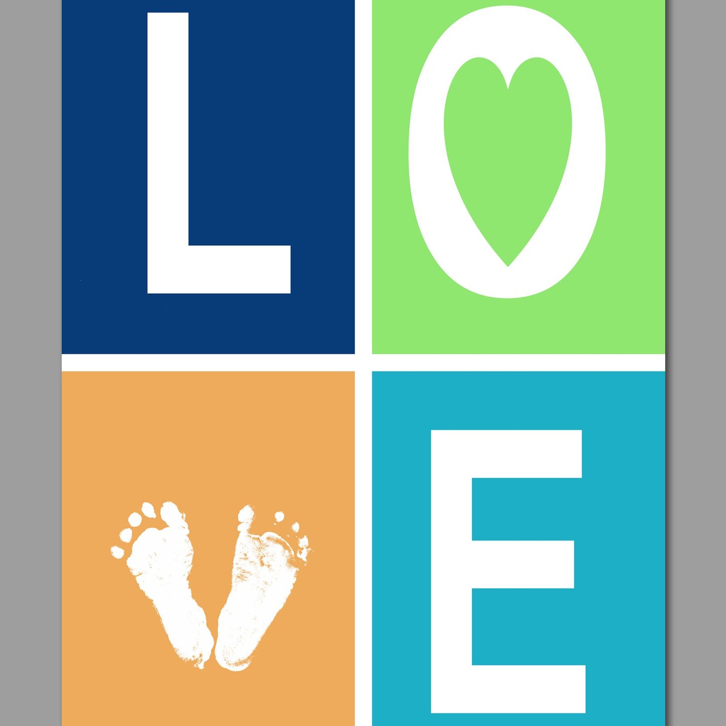 LOVE Footprint Newborn (0-3 Mon) - Fineart Druck DIN A4 (personalisierbar) blau