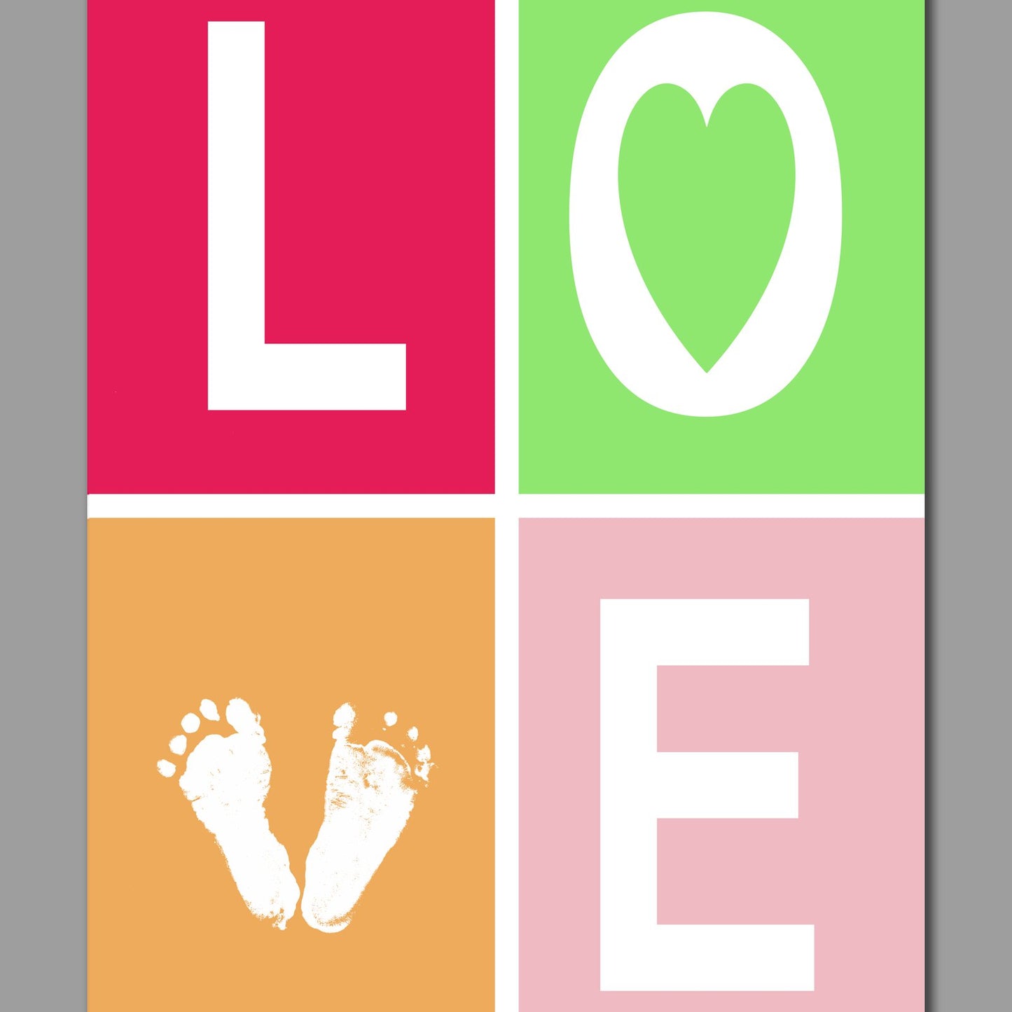 LOVE Footprint Newborn (0-3 Mon) - PDF-Datei zum SELBST DRUCKEN bis DIN A3 (personalisierbar) rosa