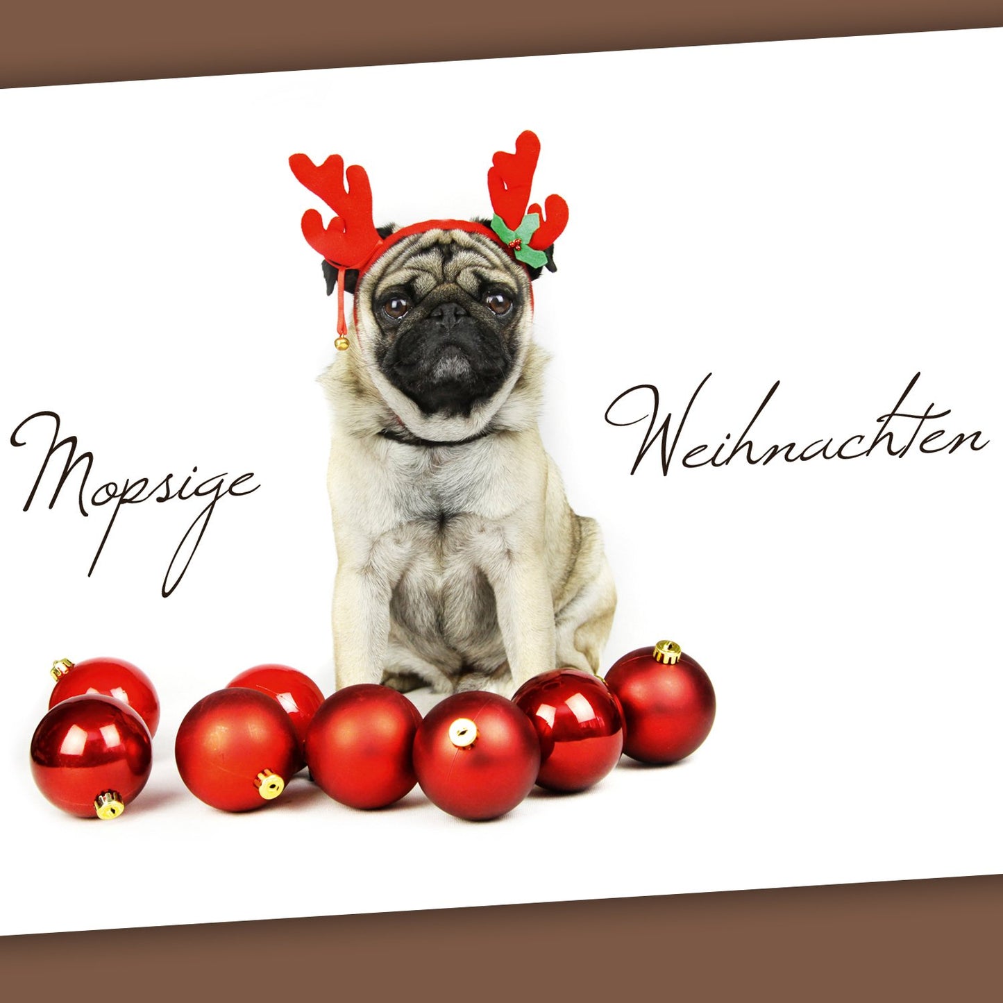 Postkarte „Mopsige Weihnachten“
