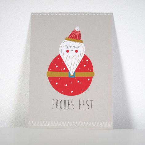 ava&yves Postkarte Weihnachtsmann Frohes Fest