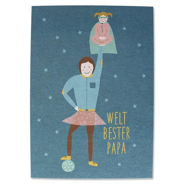 ava&yves Postkarte Welt bester Papa (Mädchen)