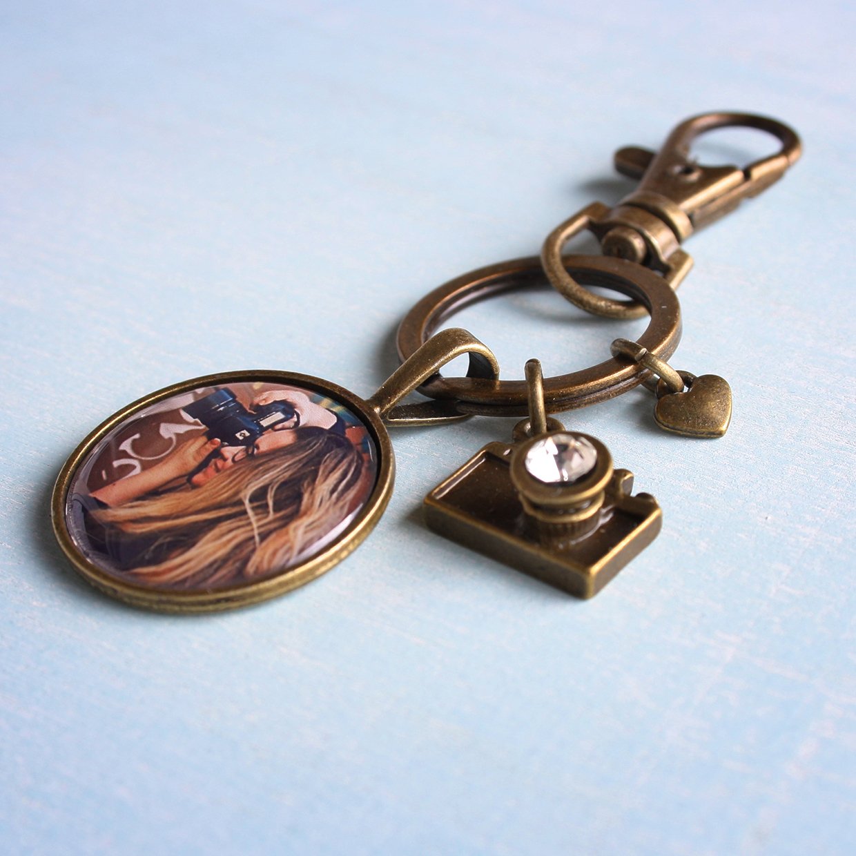 Dein Foto - Personalisierter Schlüsselanhänger antikgold